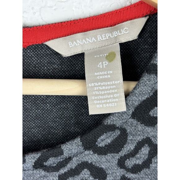 Banana Republic Leopard Womens Dress Size 4P Black Gray Career Cheetah Work - Picture 7 of 7